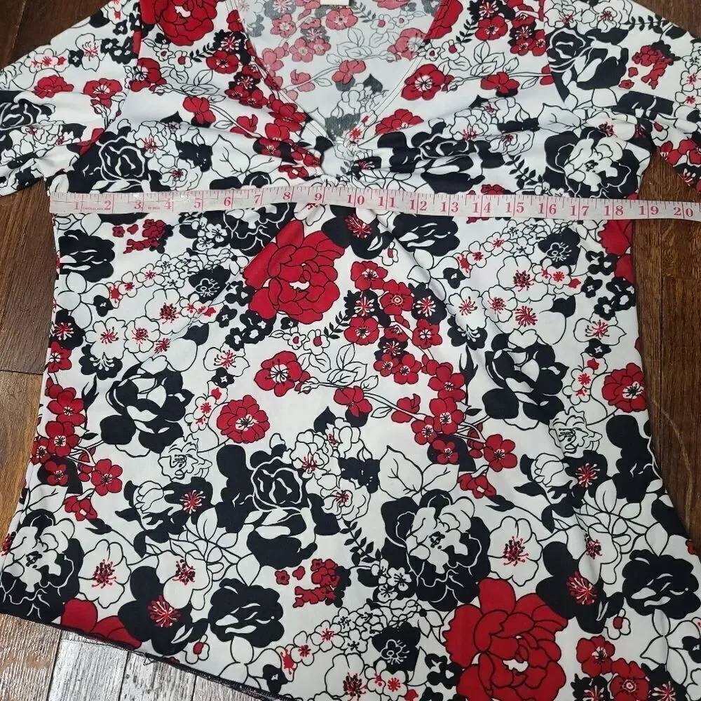 Vintage 90s Y2K Boho Floral Bell Sleeve Asymmetrical Hippie Top - Picture 10 of 12